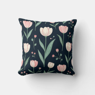 Elegante Roze Tulpen Bloemrijk Naadloos Patroon Kussen