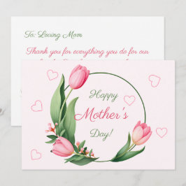 Elegante Roze Tulpen Bloemrijke Gelukkige Moederda Kaart