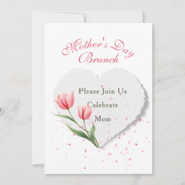 Elegante Roze Tulpen & Papier Hart Uitnodiging