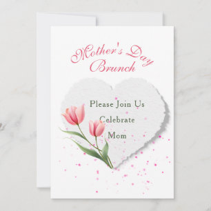 Elegante Roze Tulpen & Papier Hart Uitnodiging