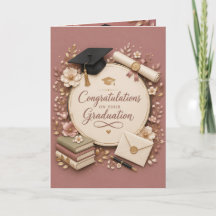Elegante Roze Verjaardagskaart Afstuderen