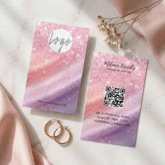 Elegante roze verloop sieradenkaart voor oorbellen visitekaartje
