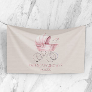 Elegante Roze Vintage Babykoets Baby Shower Spandoek