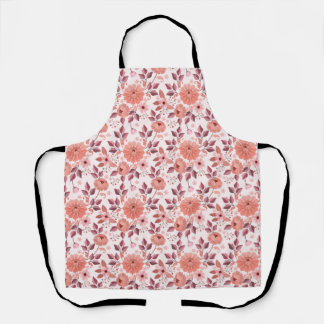 Elegante Roze Vintage Rozenbloemen Schort
