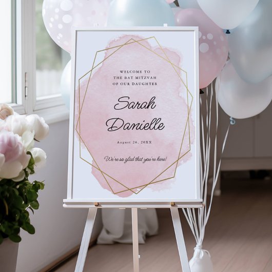 Elegante roze vleermuis Mitswa Welkom Poster