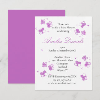 Elegante Roze Vlinder Baby Shower Kaart