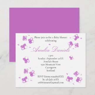Elegante Roze vlinder Baby Shower Kaart