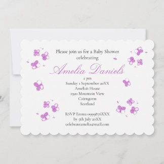 Elegante Roze vlinder Baby Shower Kaart