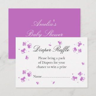 Elegante Roze Vlinder Baby Shower Luier Raffle Bedankkaart