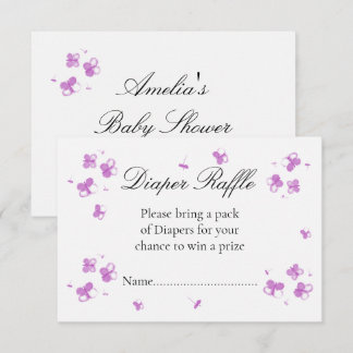 Elegante Roze Vlinder Baby Shower Luier Raffle Bedankkaart