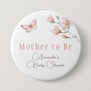 Elegante Roze Vlinder Baby Shower Ronde Button 7,6 Cm