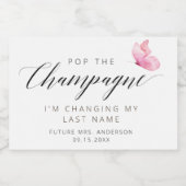 Elegante roze vlinder sparkling wijnetiket (Enkel label)