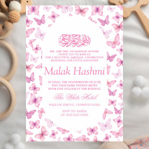 Elegante roze vlinders Islamitische Aqiqa Aqeeqah Kaart