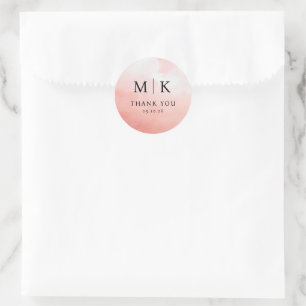 Elegante Roze Waterverf Bedankt Ronde Sticker