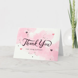 Elegante Roze Waterverf Bedankt voor de Kaart