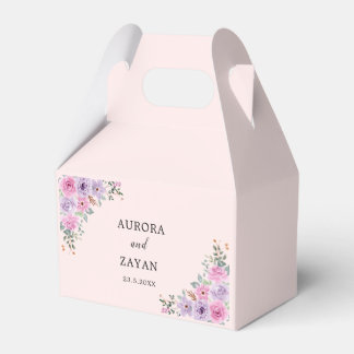 Elegante Roze Waterverf Bloemachtige Bruiloft Bedankdoosjes