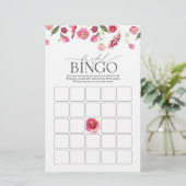 Elegante Roze Waterverf Bloemen Bruids Bingo Game (Staand voorkant)