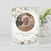 Elegante Roze Waterverf Bloemen Death Announcement Kaart (Staand voorkant)