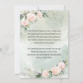 Elegante Roze Waterverf Bloemen Death Announcement Kaart (Achterkant)