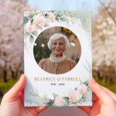 Elegante Roze Waterverf Bloemen Death Announcement Kaart