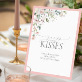 Elegante roze Waterverf Bloemen Hoeveel Kusjes Reclamebord Met Voetstuk