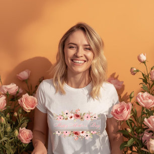 Elegante Roze Waterverf Bloemen T-Shirt