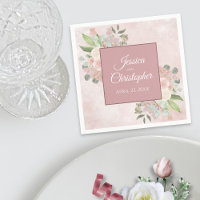 Elegante roze Waterverf bloemenrustieke bruiloft