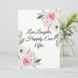 Elegante Roze Waterverf Bloemige Trouwcitaat Kaart