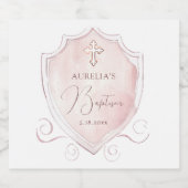 Elegante Roze Waterverf Crest doop Likeurfles Etiket (Enkel label)