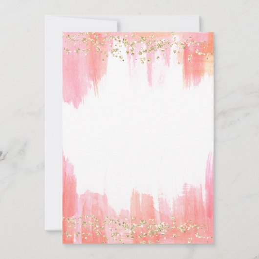 Elegante roze Waterverf en goud | doop Kaart (Achterkant)
