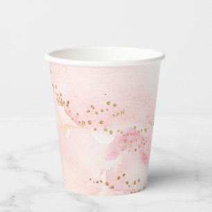 Elegante Roze Waterverf Goud Glitter Feest Papieren Bekers