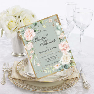 Elegante Roze Waterverf Gouden Bruidsdouche Briefkaart