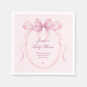 Elegante Roze Waterverf Lint Baby Shower Feest Servet