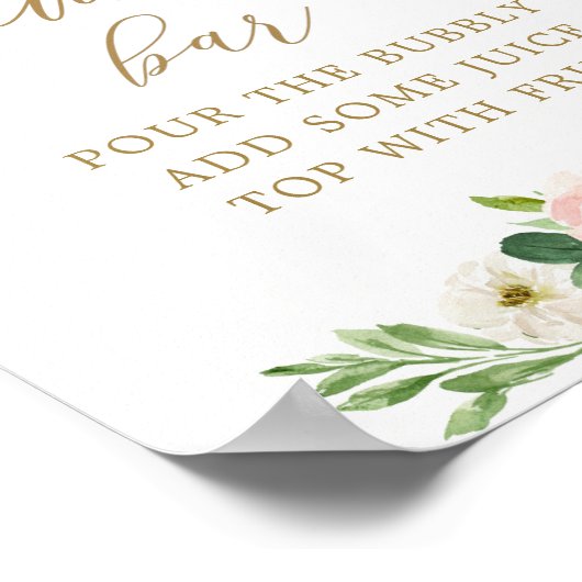 Elegante Roze Waterverf Mimosa Bar Poster (Hoek)