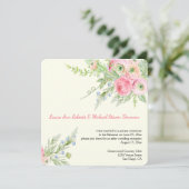 Elegante Roze Waterverf Papier Rozen Bruiloften Kaart (Staand voorkant)
