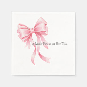 Elegante Roze Waterverf Strik Baby Shower Servet