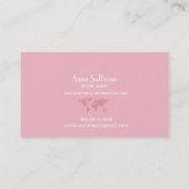 Elegante roze wereldkaart reisagent visitekaartje (Achterkant)