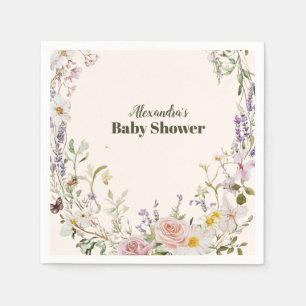 Elegante Roze Wilde Bloem Boho Baby Shower Servet