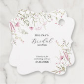 Elegante Roze Wilde Bloemen Bruidsdouche  Bedankjes Labels (Achterkant)