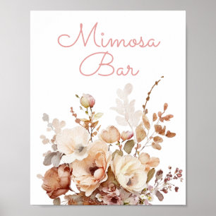 Elegante roze Wildflower Mimosa Bar Teken Poster