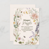 Elegante Roze Wildflower Rustiek Boho Diapper Raff Informatiekaartje (Voorkant / Achterkant)