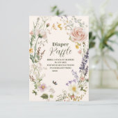 Elegante Roze Wildflower Rustiek Boho Diapper Raff Informatiekaartje (Staand voorkant)