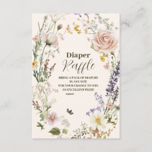 Elegante Roze Wildflower Rustiek Boho Diapper Raff Informatiekaartje