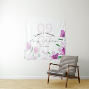 Elegante roze Wildflower Waterverf Kunst Wandkleed