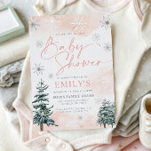 Elegante roze winter Baby shower uitnodiging