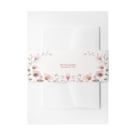 Elegante roze witte bloemen invite belly band uitnodigingen wikkel