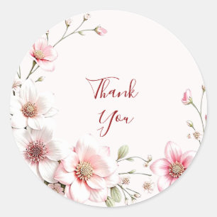 Elegante Roze Witte Bloemen Sticker