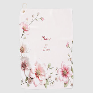 Elegante roze witte bloemengolfhanddoek golfhanddoek
