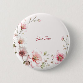 Elegante roze witte bloemenknoop ronde button 5,7 cm