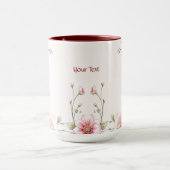 Elegante roze witte bloemenmok mok (Midden)